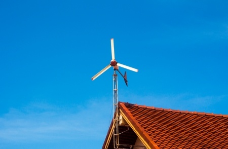 Roof mounted wind turbine generating free electricity